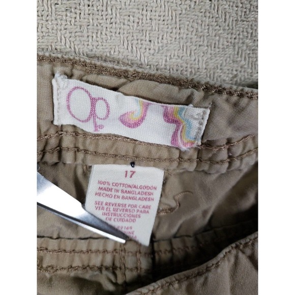 OP Ocean Pacific Pants Womens 17 Ankle Tie Cargo Beige Cotton Zipper Pockets - Picture 8 of 14